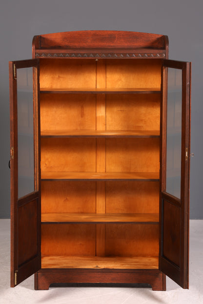 G045 Finish Traumhafte Jugendstil Vitrine Antike Holz Bücherschrank Eiche Antik Schrank Geschirrschrank