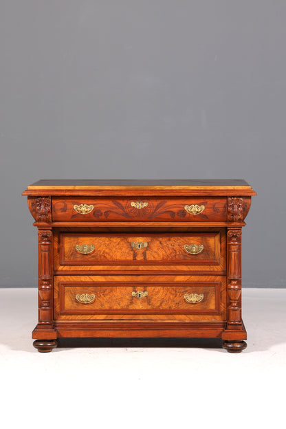Stilvolle Gründerzeit Kommode Louis Philippe Nussbaum Schubladen Kommode Sideboard um 1880