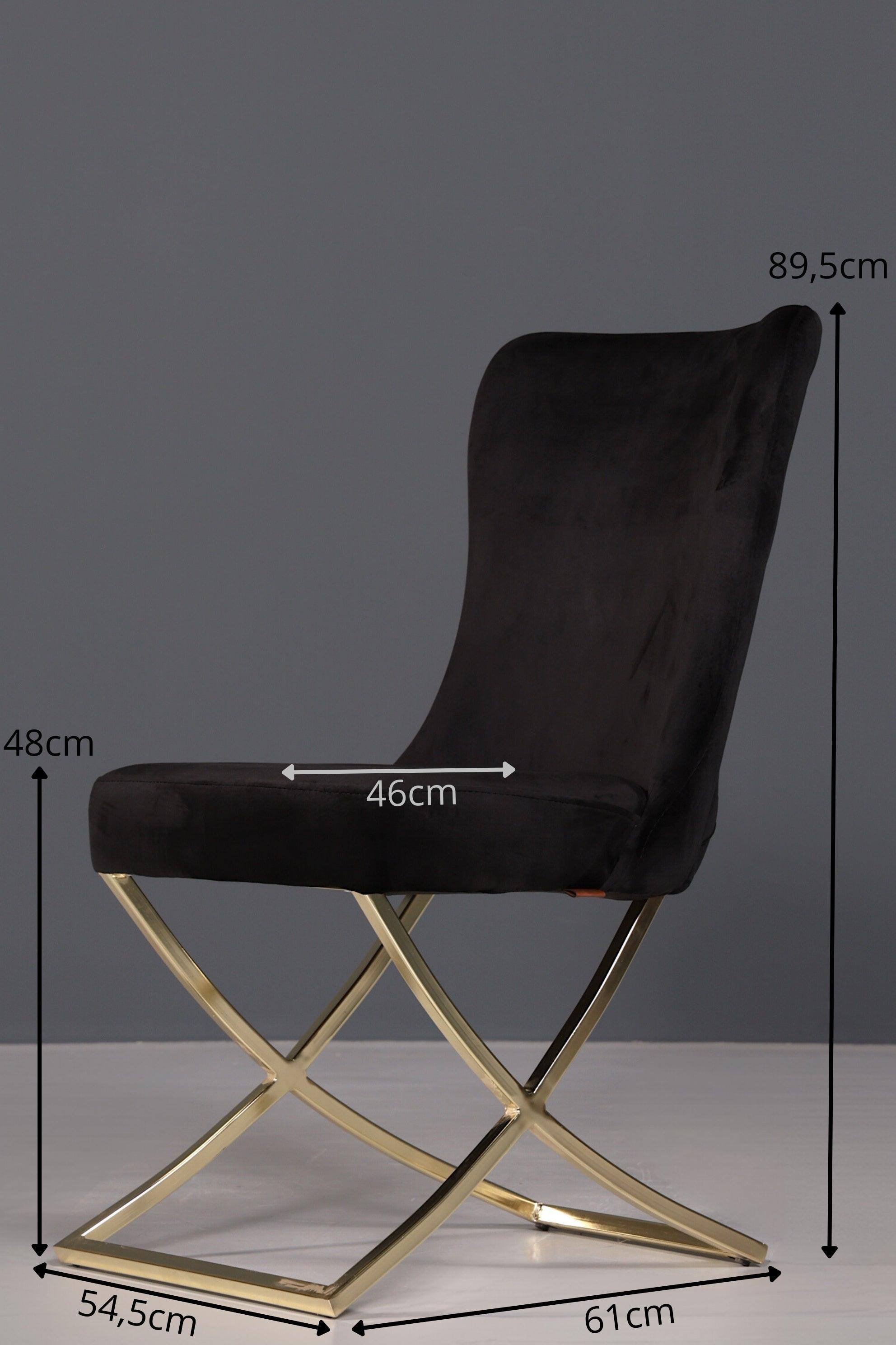 Edler Chesterfield Esszimmerstuhl &quot;Valencia&quot; in Schwarz Gold