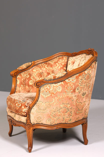 Wunderschöner Chippendale Armlehnsessel Barock Stil Sessel Armchair Samt Stoff Rococo Stil Sessel 1 von 2