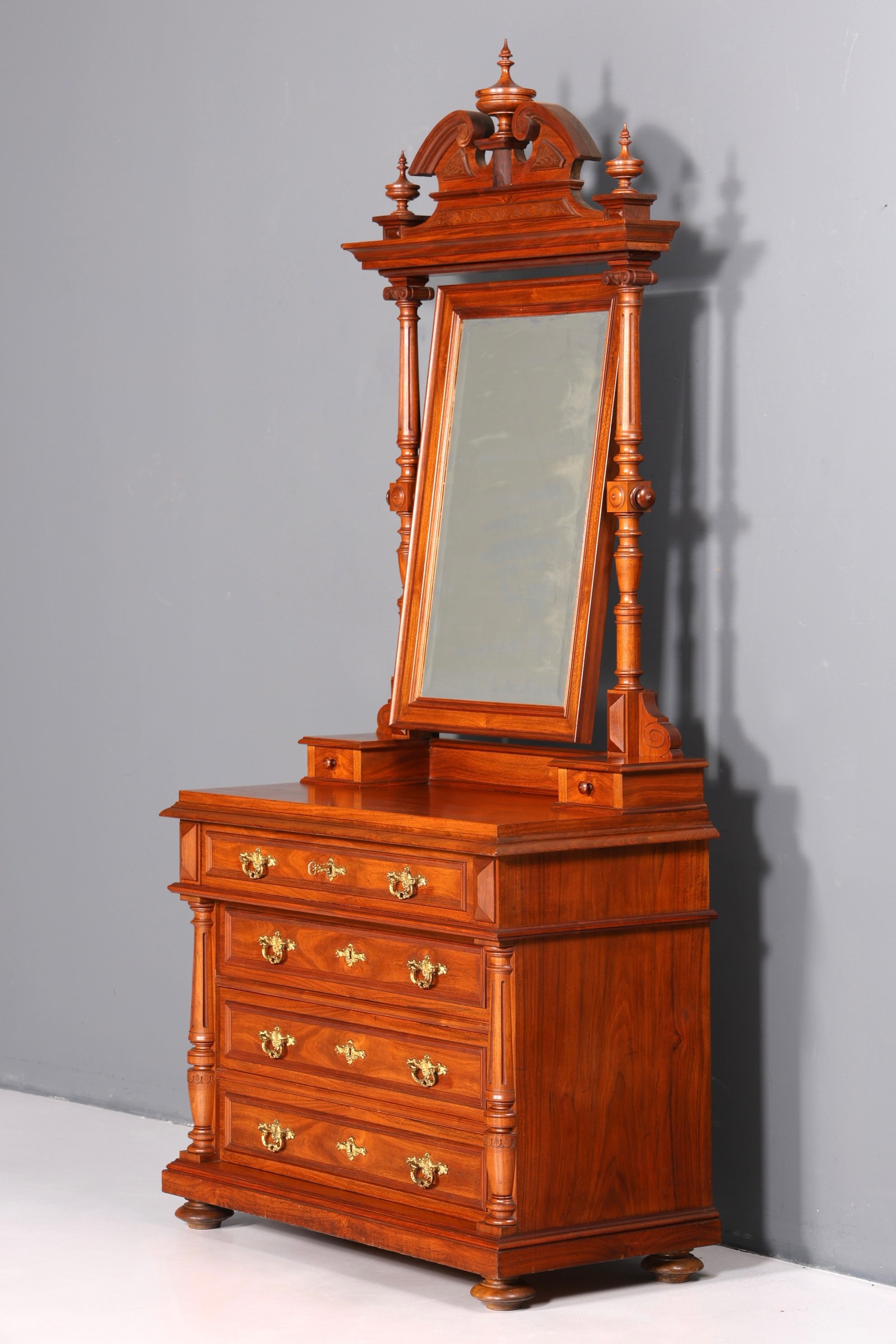 Edle Louis Philippe Kommode mit Spiegelaufsatz Gründerzeit Frisierkommode Holz Schrank Antik Flurschrank um 1880