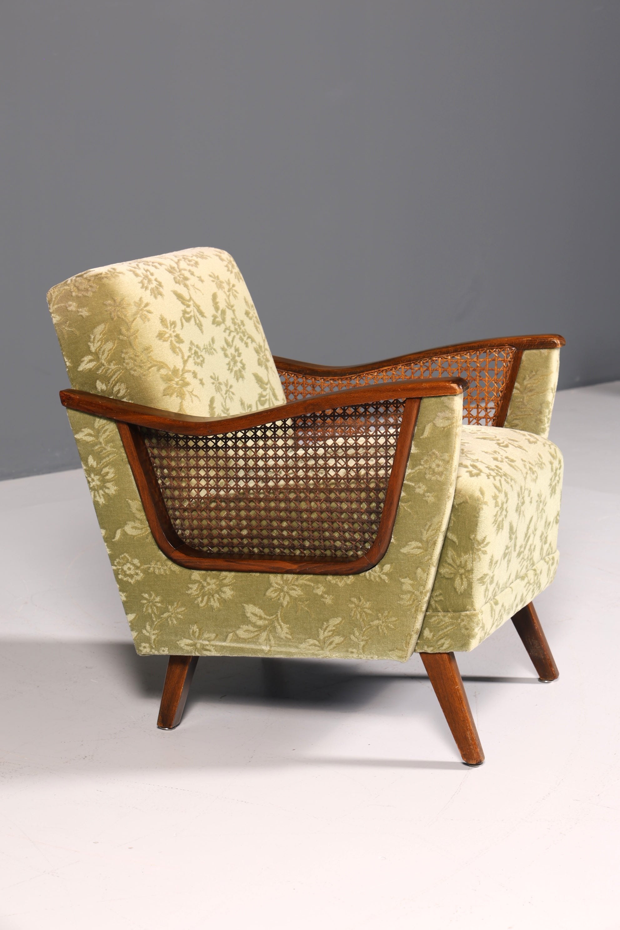 Wunderschöner Chippendale Sessel Antik Stil Wiener Geflecht Relax Sessel Vintage Samt Stoff 1 von 2