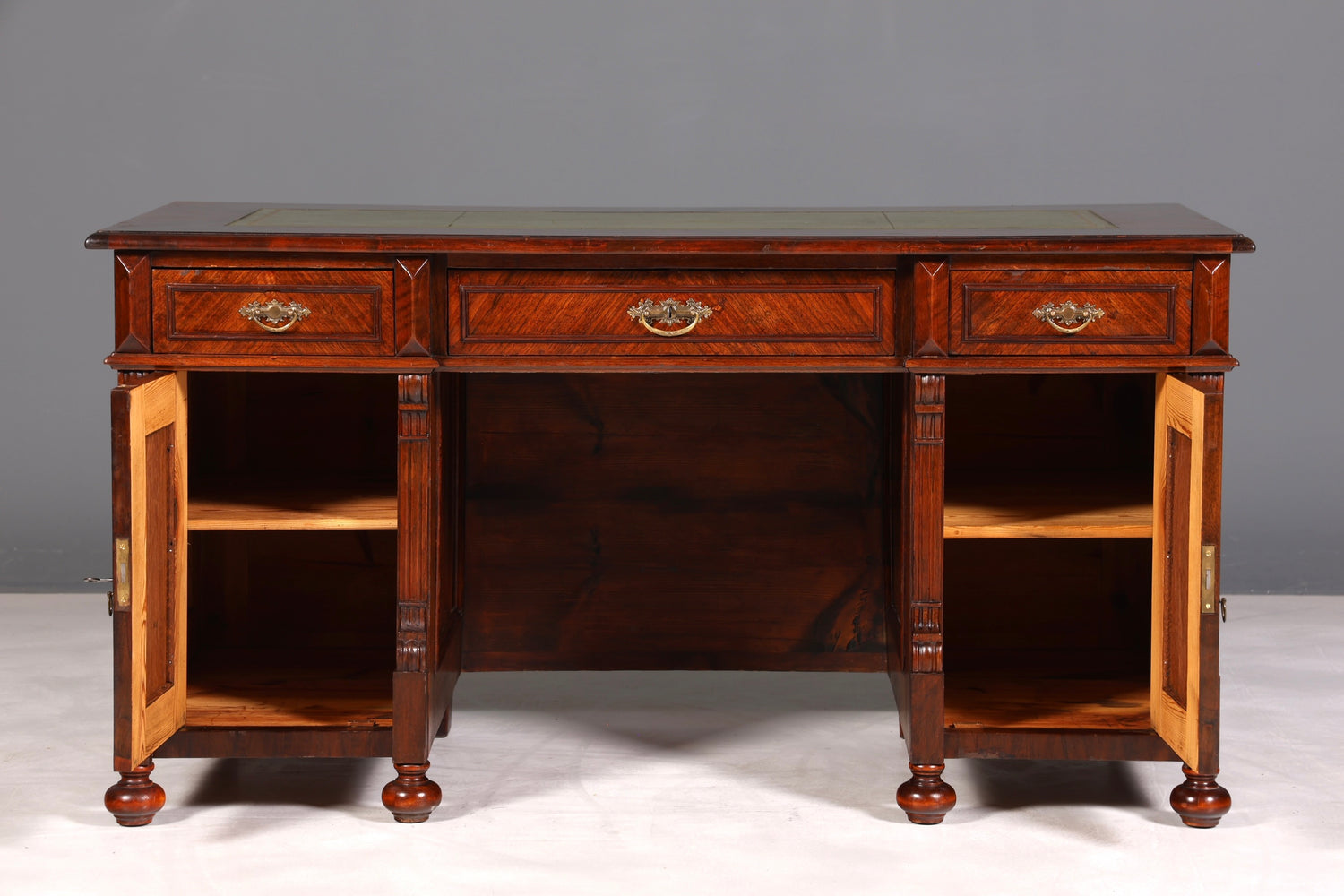 F896 Finish cm Traumhafter Gründerzeit Schreibtisch Jugendstil Bürotisch echt Holz Antik Desk Tatzen Löwenfüße