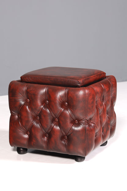 Wunderschöner Original Chesterfield Hocker Englische Sitzbank Fusshocker mit Stauraum UK