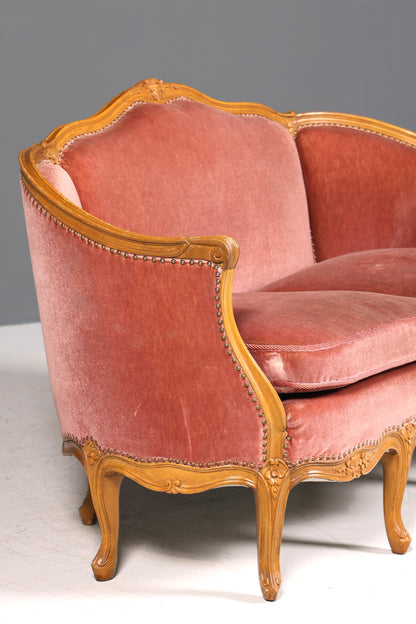 Wunderschönes Chippendale Sofa Barock Stil Couch Samt Stoff 2 Sitzer Canapé