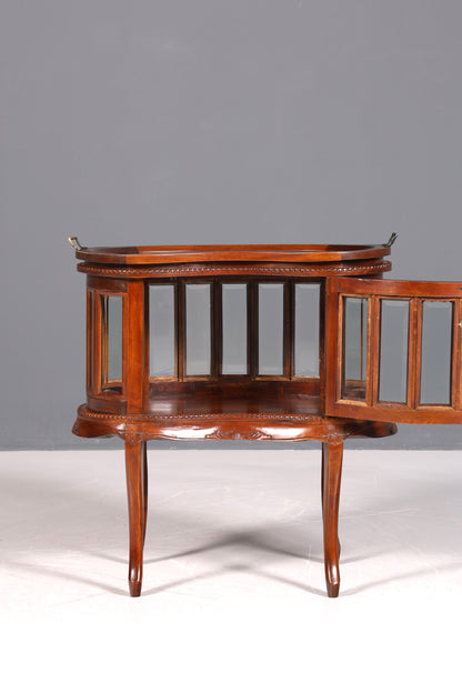 Wunderschöner filigraner Chippendale Barschrank echt Holz Teeschrank im Jugendstil Vitrine