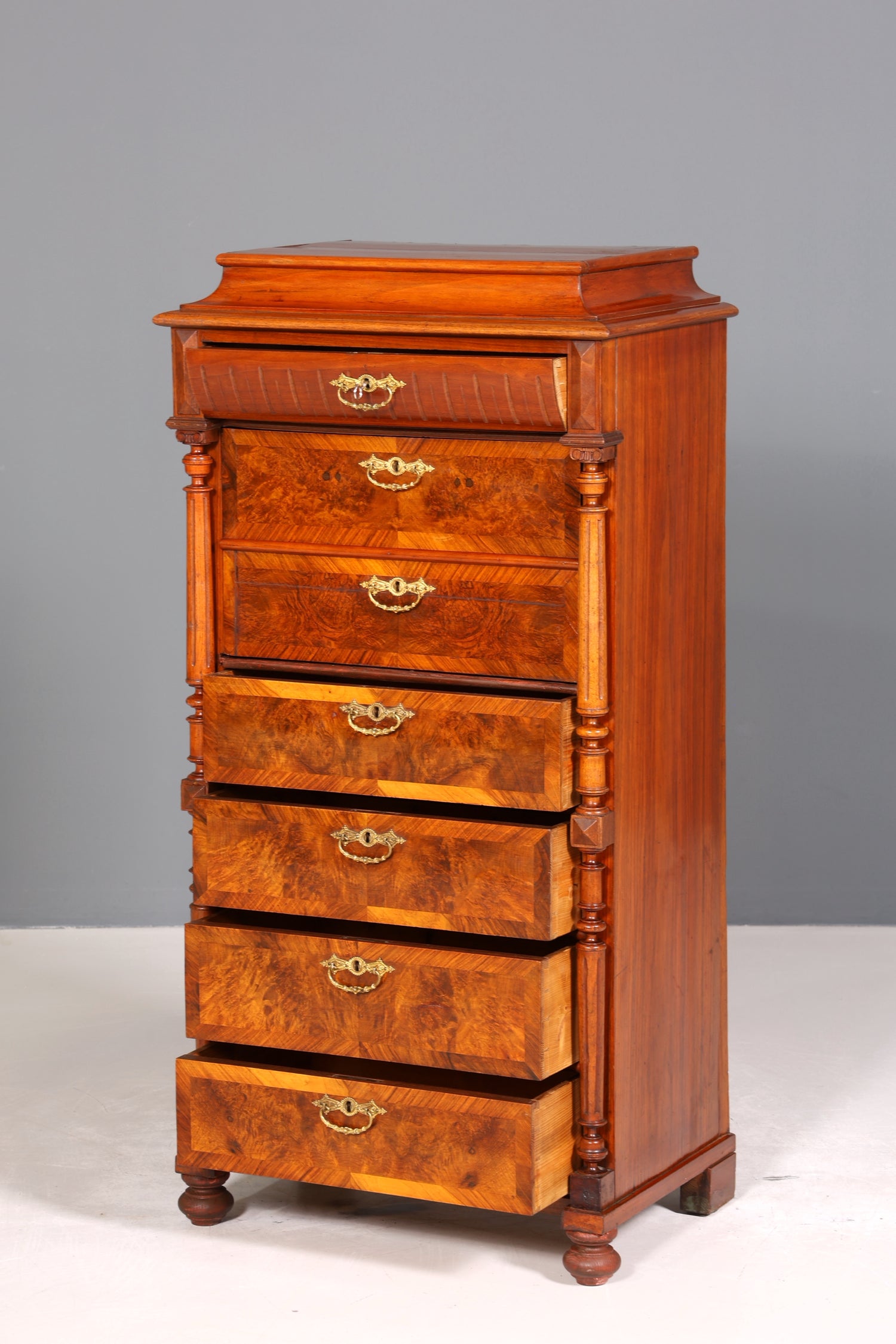 Stilvoller Gründerzeit Sekretär Vertiko Highboard Louis Philippe Kommode um 1880