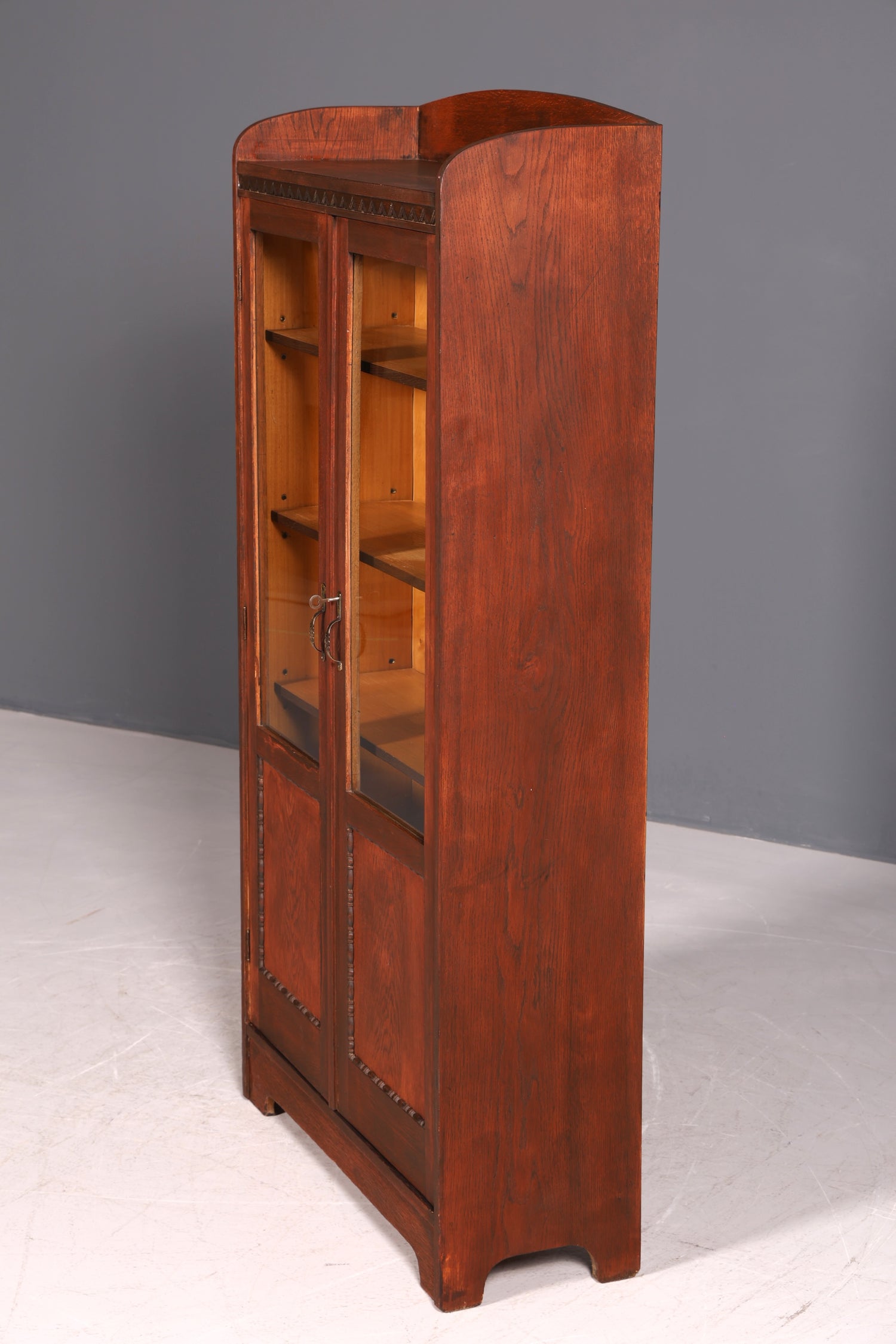 G045 Finish Traumhafte Jugendstil Vitrine Antike Holz Bücherschrank Eiche Antik Schrank Geschirrschrank