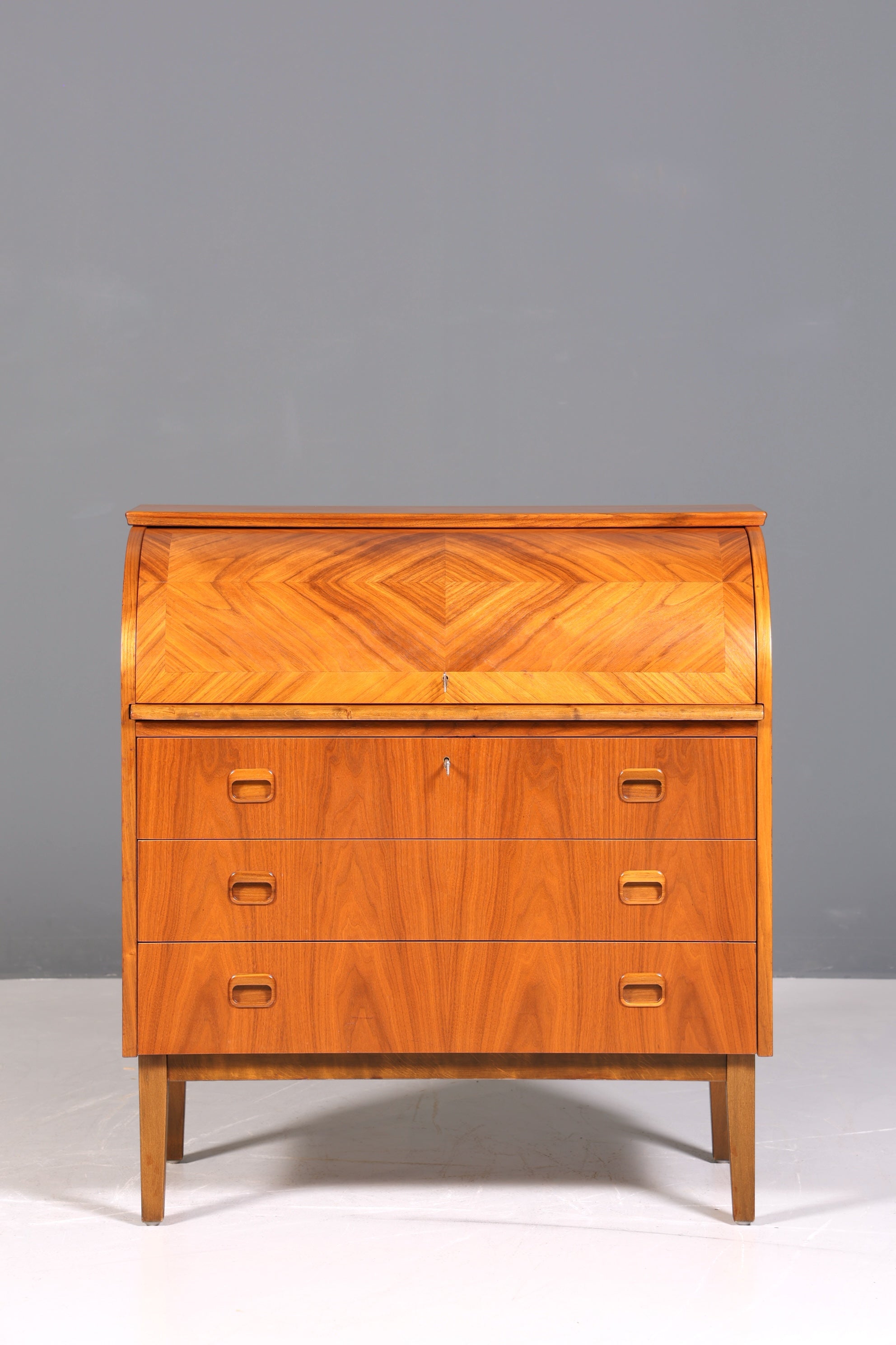 Wunderschöner Mid Century Rollladen Sekretär Danish Design echt Holz Schreibkommode 60er Jahre