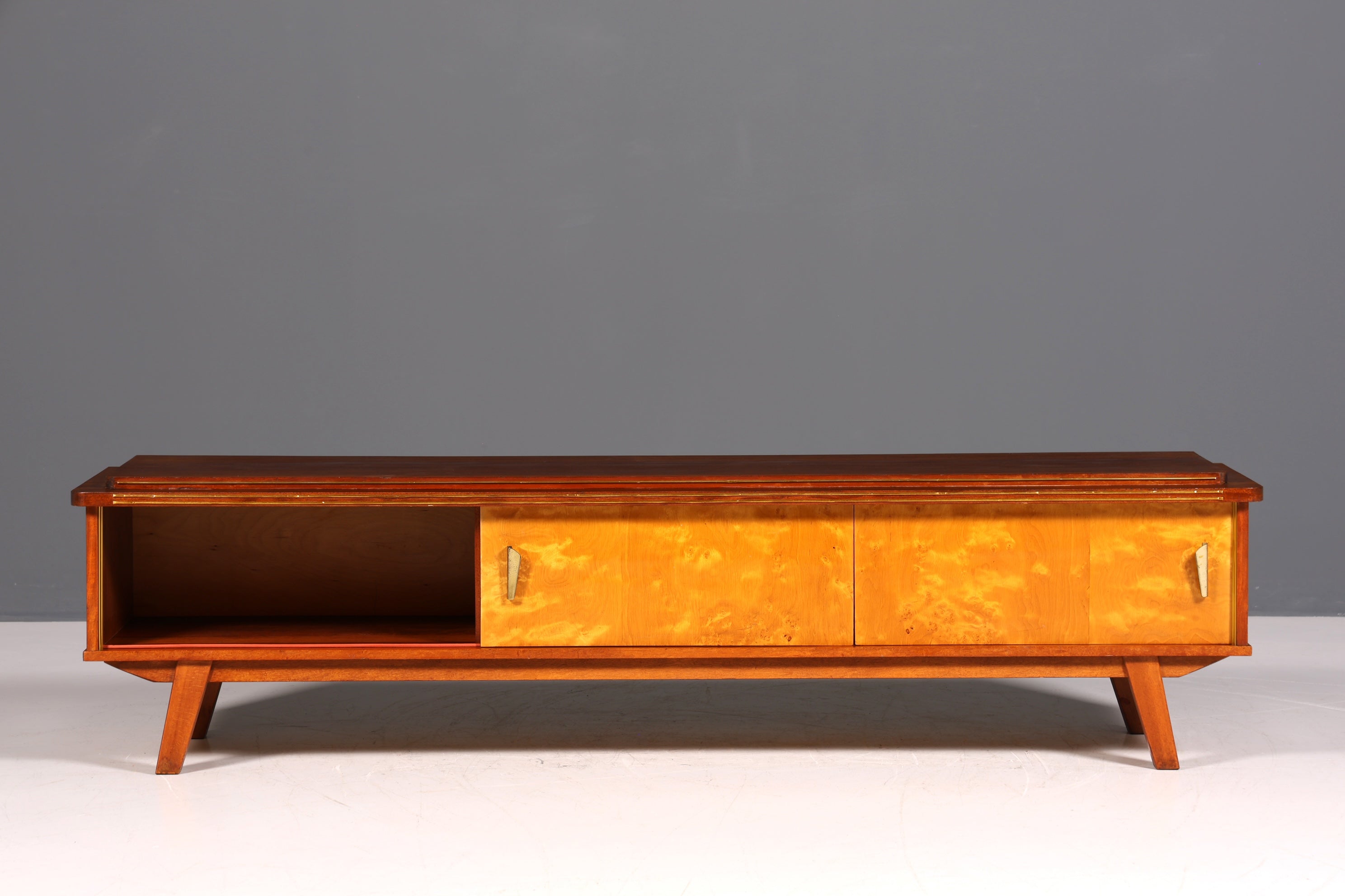 Mid Century Sideboard Vintage TV Kommode 60s Schiebetür Schrank Longboard Retro Lowboard