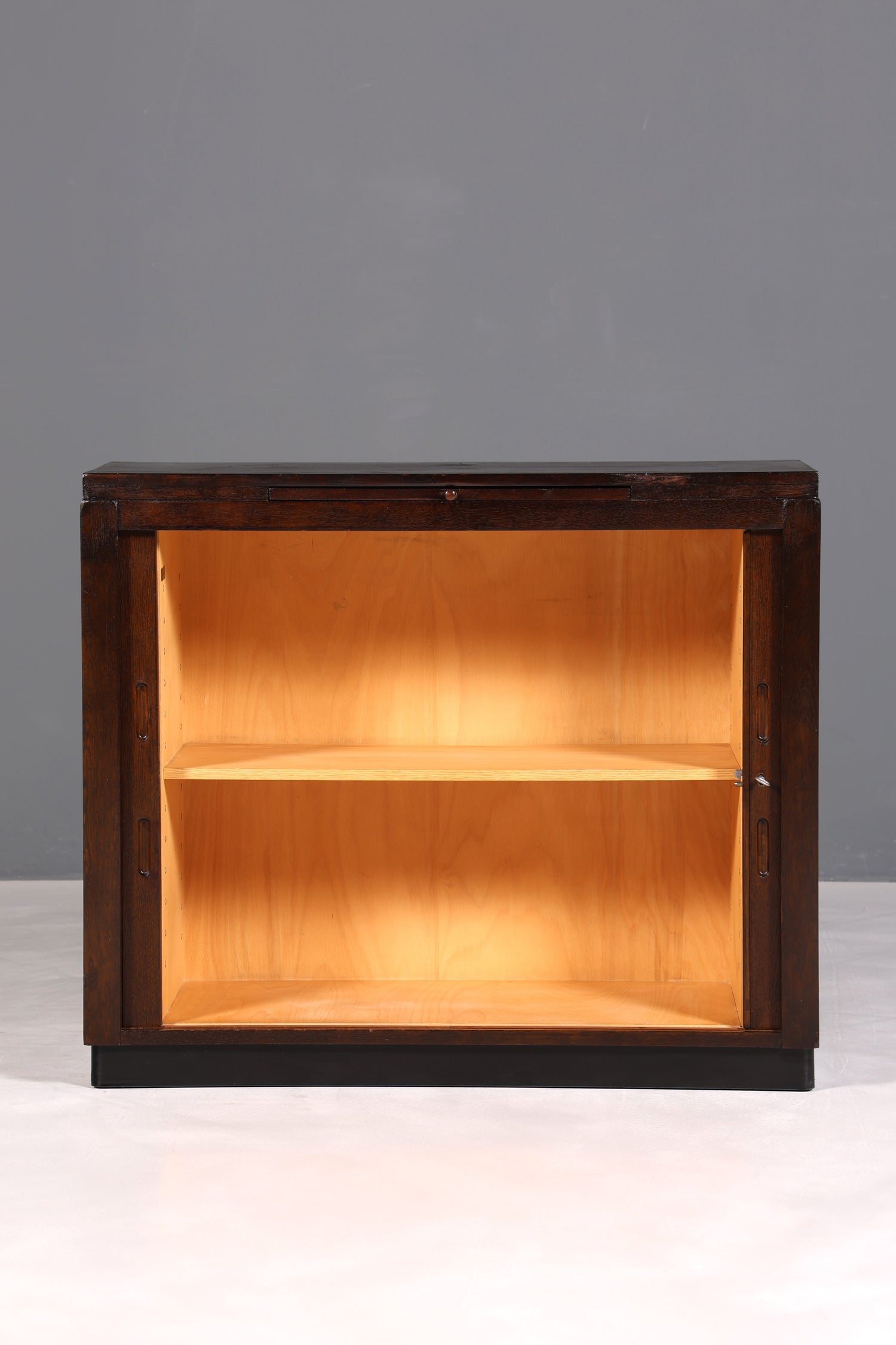 F897 Finish cm Schlichter Mid Century Rollladenschrank Bauhaus Apothekerschrank Art Deco Büro Aktenschrank