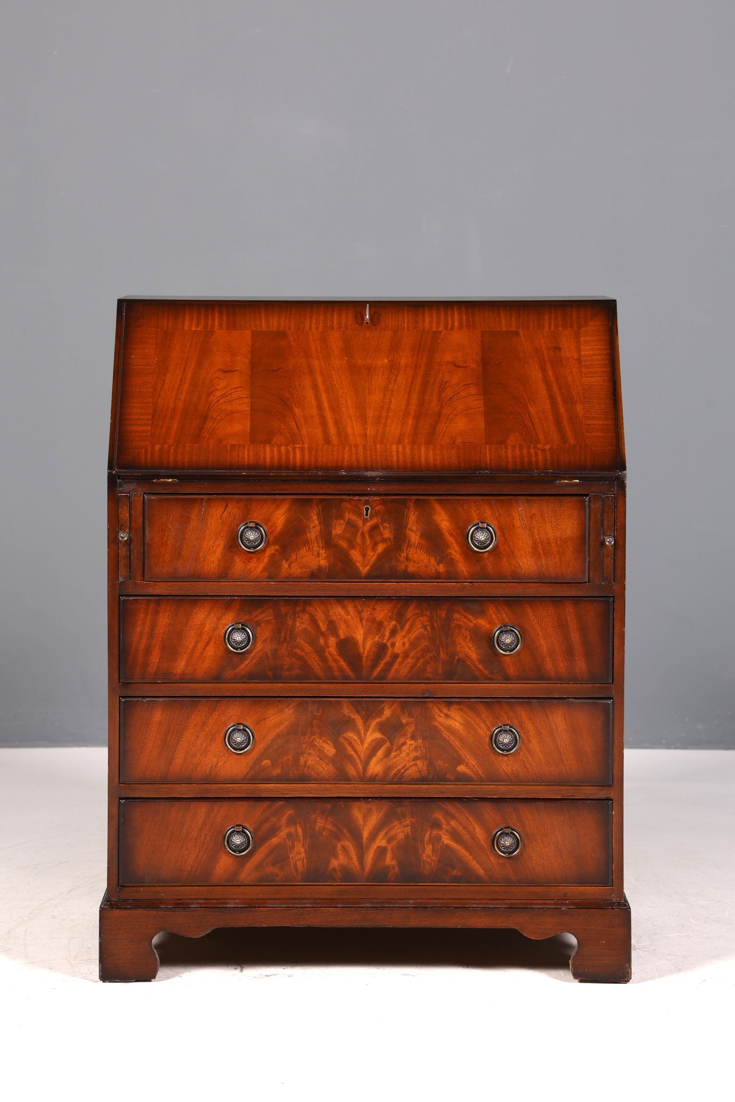 Wunderschöner Englischer Sekretär echt Lederauflage Schreibkommode Mahagoni Schreibtisch Kommode