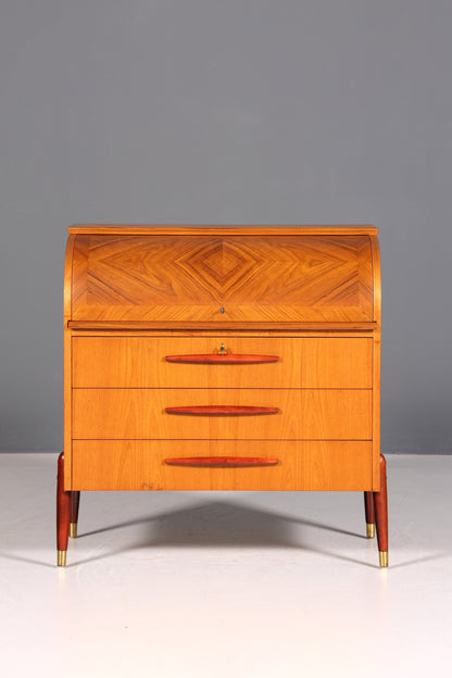 Schlichter Mid Century Rollladen Sekretär von Bröderna Gustafssons Büro Schrank Schreibkommode 60s Schreibmöbel