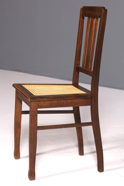 Traumhafter Jugendstil Stuhl Sekretär Stuhl Antik Eiche Korbgeflecht Küchenstuhl um 1900