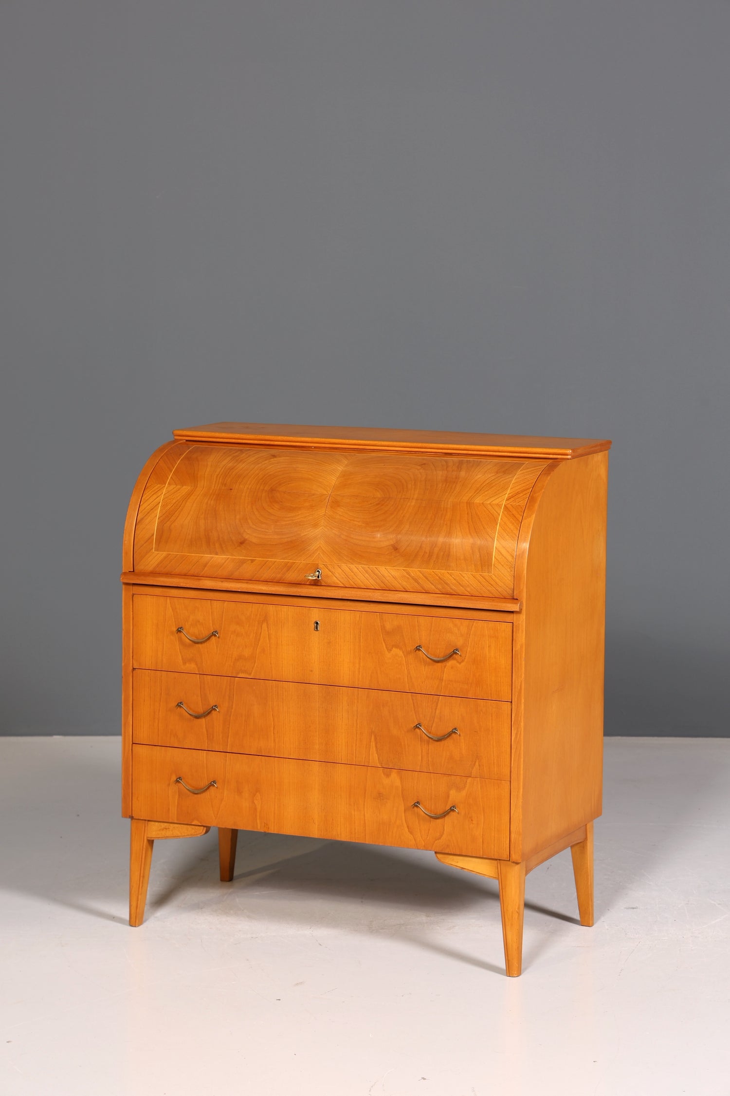 Wunderschöner Mid Century Rollladen Sekretär echt Holz Büro Schrank Vintage Schreibkommode