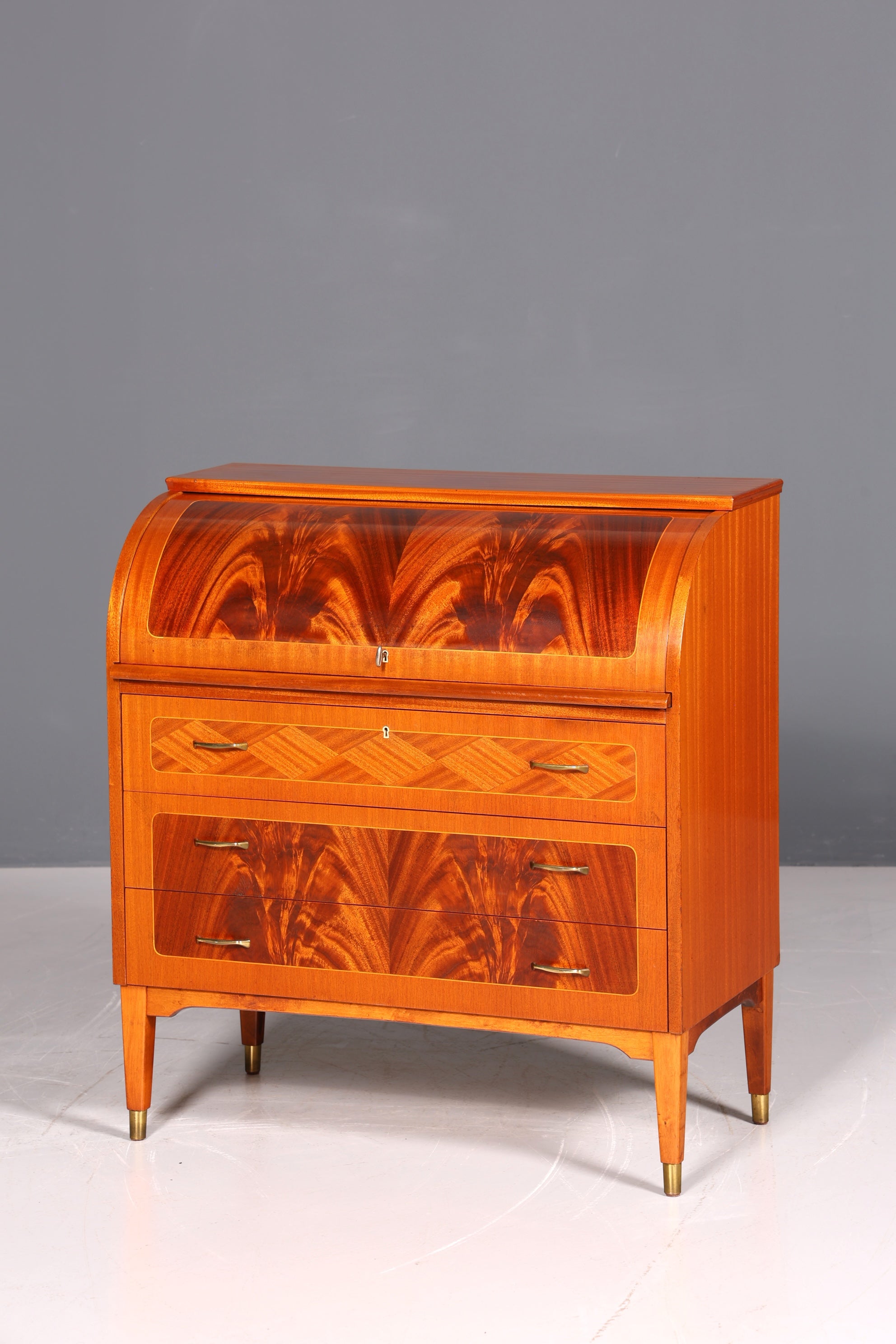 F880 Finish cm Wunderschöner Mid Century Rollladen Sekretär Danish Design Teak Holz Schreibkommode 60er Jahre