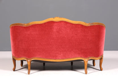 Wunderschönes Chippendale Sofa Barock Stil Couch Samt Stoff 3 Sitzer Canapé