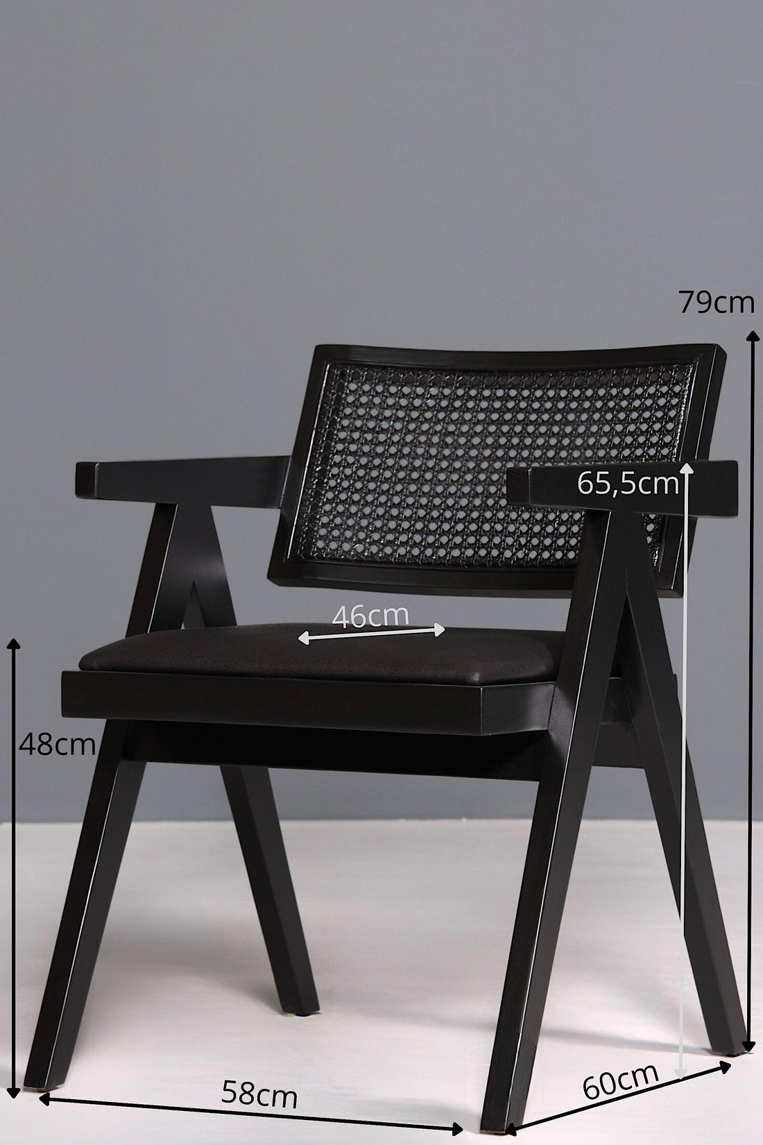 Sehr edler Korbgeflecht Stuhl &quot;Vienna Black +&quot; Armlehnsessel Bauhaus Relax Lounge Chair Stuhl Esszimmer Stuhl Küchenstuhl