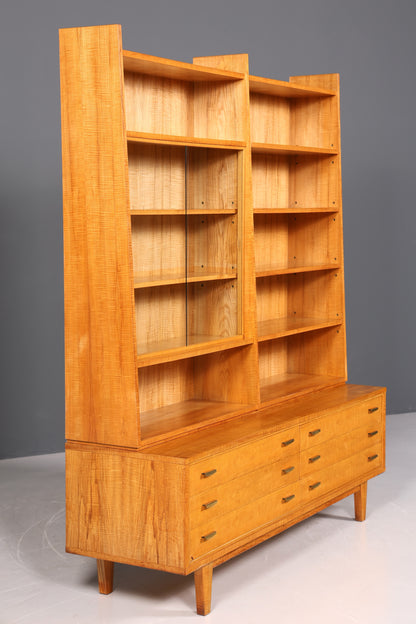 Wunderschöner XXL Mid Century Schrank Bücherregal Vintage Regal Bibliothek Holz Bookshelf