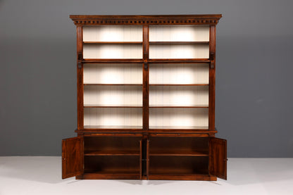 Traumhaftes massiv Holz Regal mit Leiter Kolonial Schrank Antik Stil Bücherregal Kommode Bibliothek