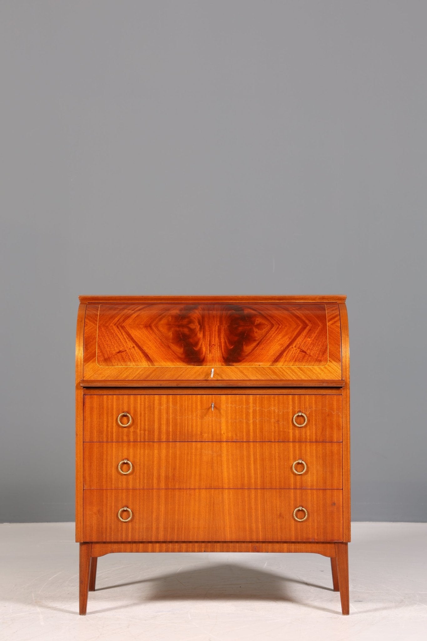 Stilvoller Mid Century Rollladen Sekretär echt Holz Büro Schrank Vintage Schreibkommode