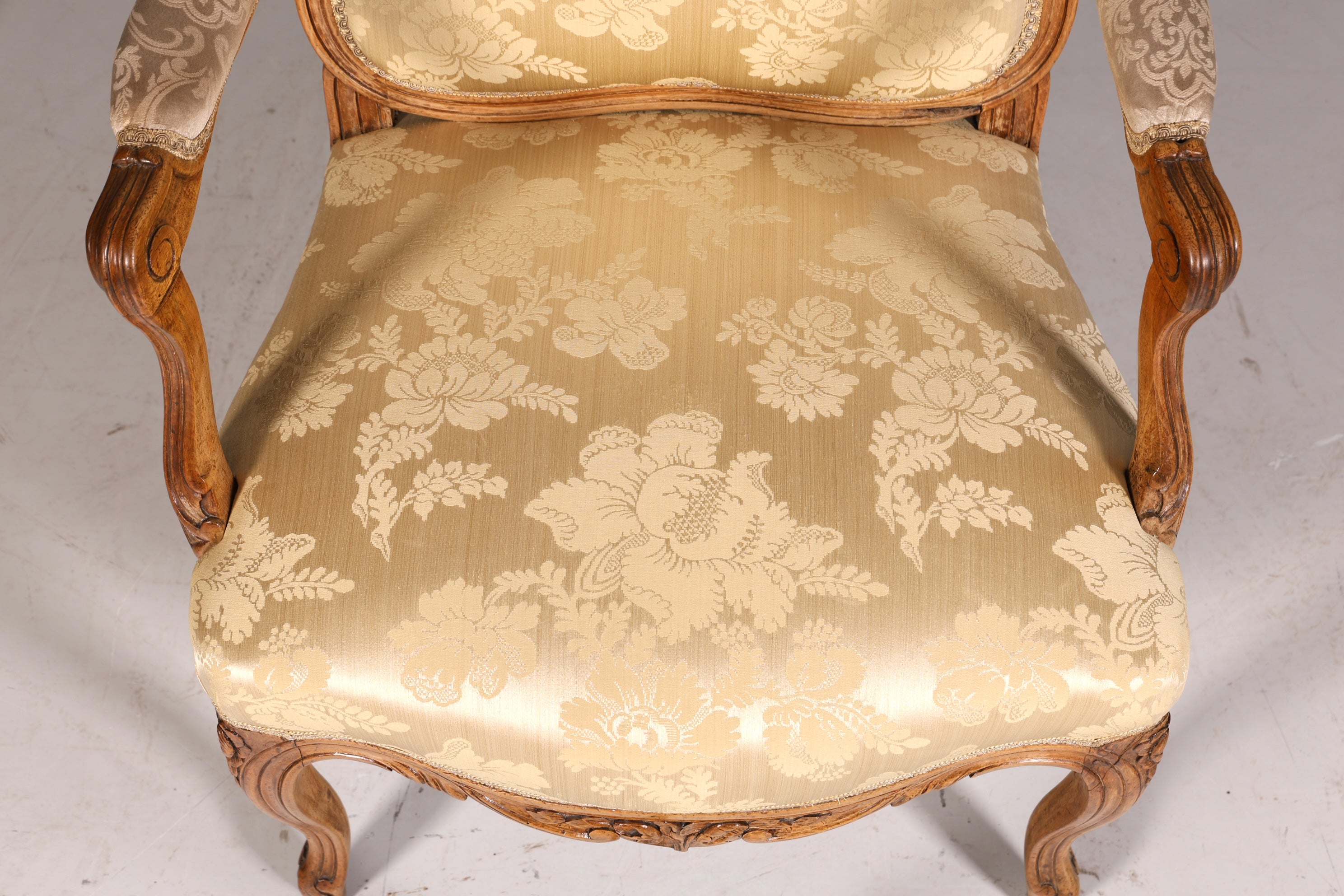 Original Barock Sessel Fauteuil Armlehnstuhl Chippendale Antik Mitte 19. Jh. Sekretär Stuhl Stoff Sessel