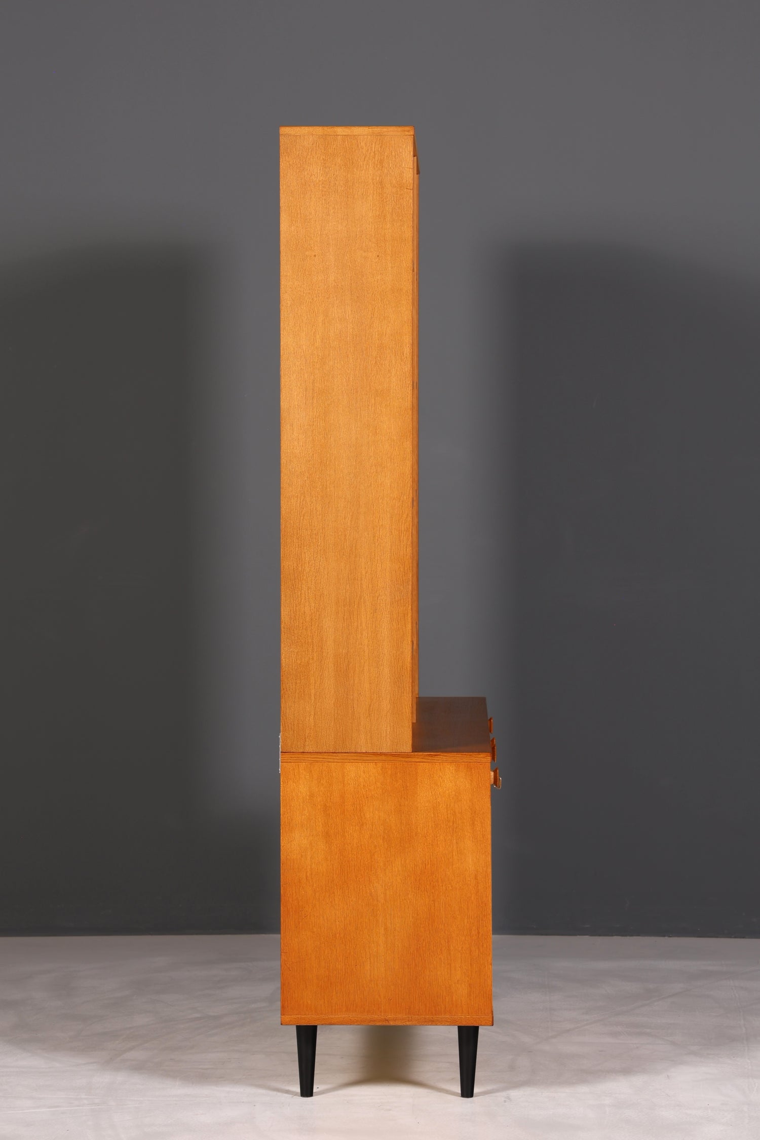 F895 Finish Traumhaftes Mid Century Regal echt Holz Schrank Danish Design Retro Kommode Vintage Bücherregal 60er Jahre