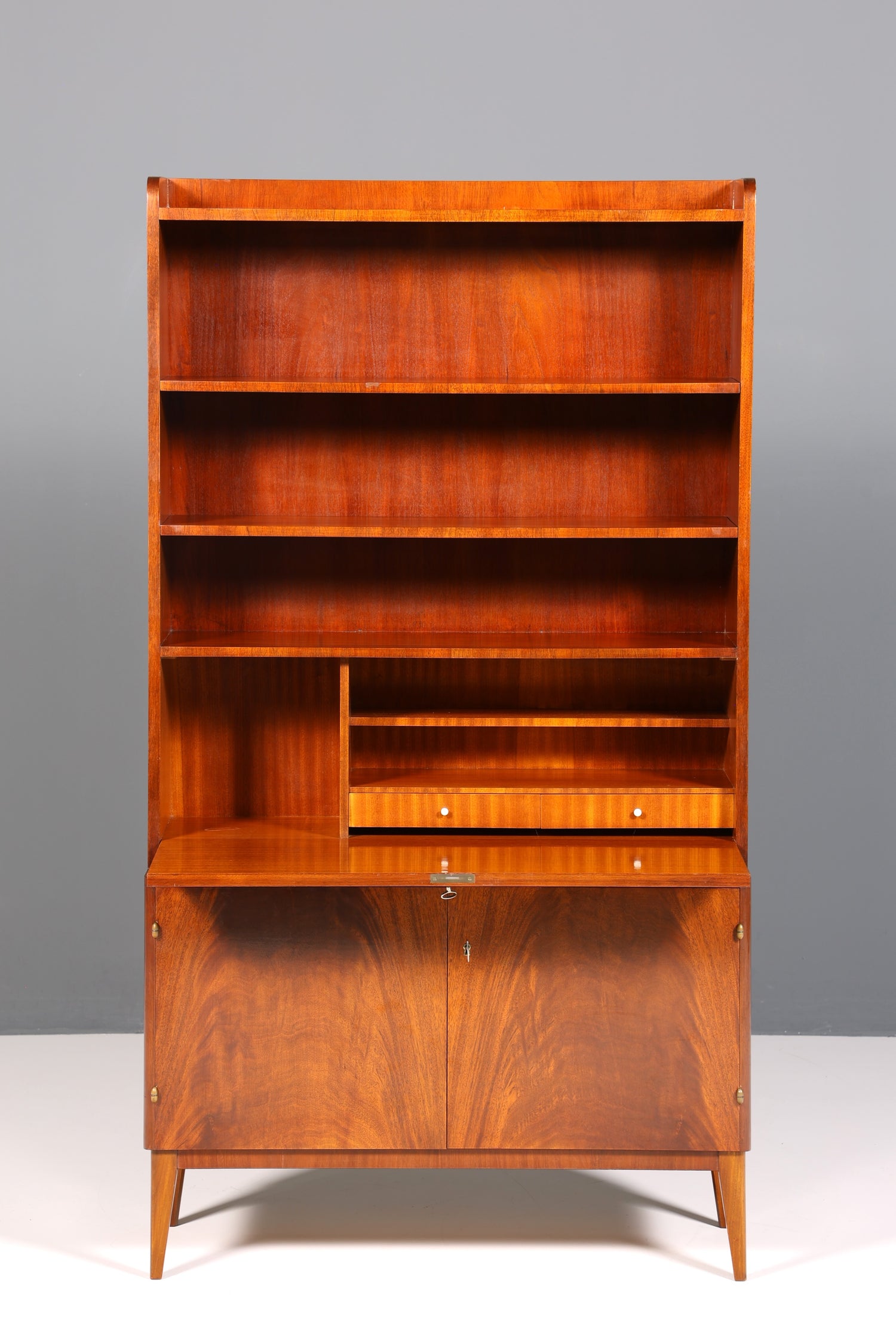 F184 Finish Wunderschöner Mid Century Schrank Bücherregal Vintage Sekretär Highboard Holz Regal