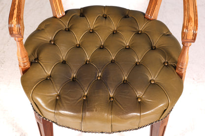 Wunderschöner Chesterfield Armlehnstuhl Anno Dom Sekretär Stuhl Englisch echt Leder Küchenstuhl 2 von 2