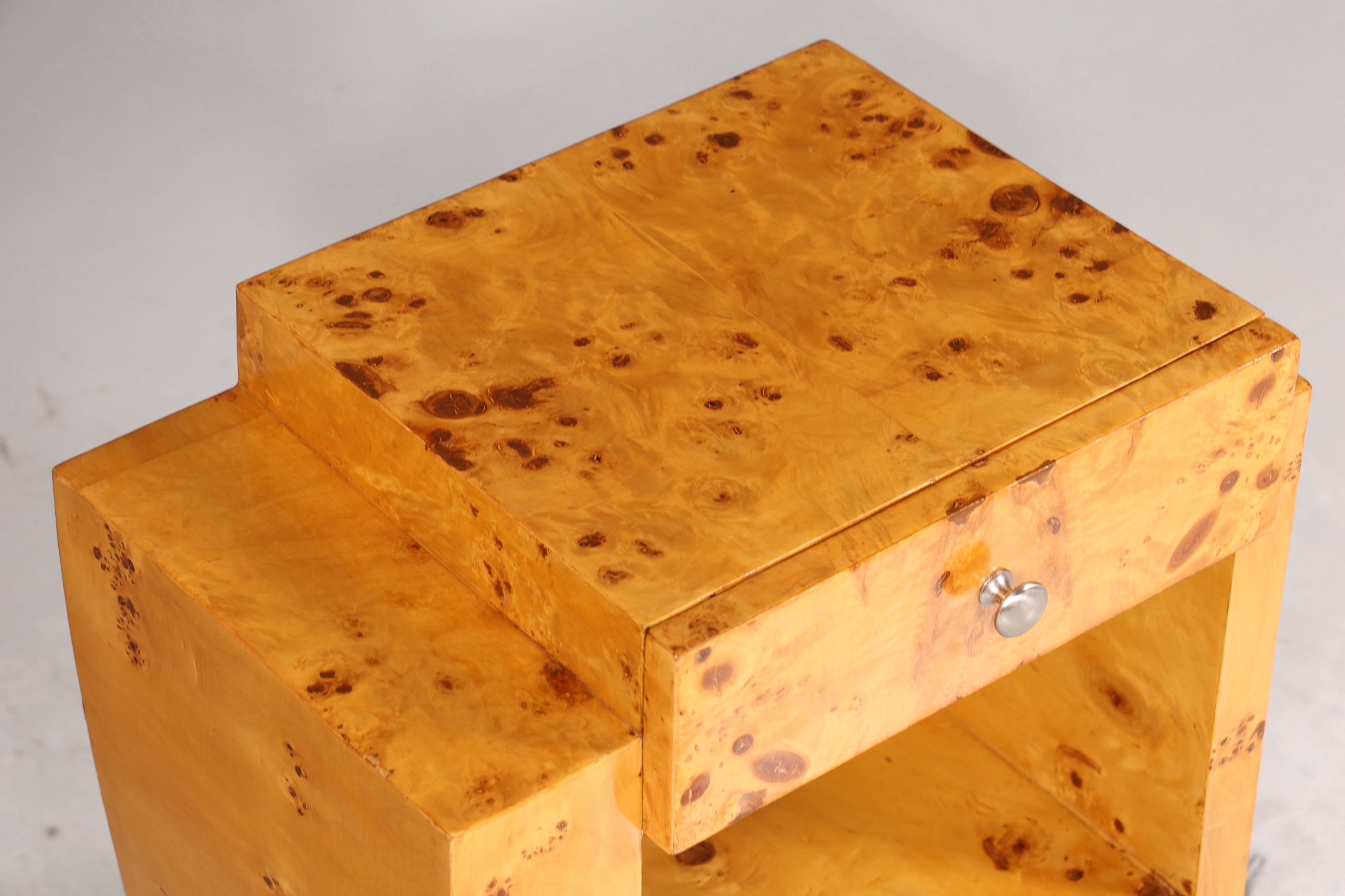 Fantastic Art Deco style side table design chest of drawers bedside table birch stand on the left