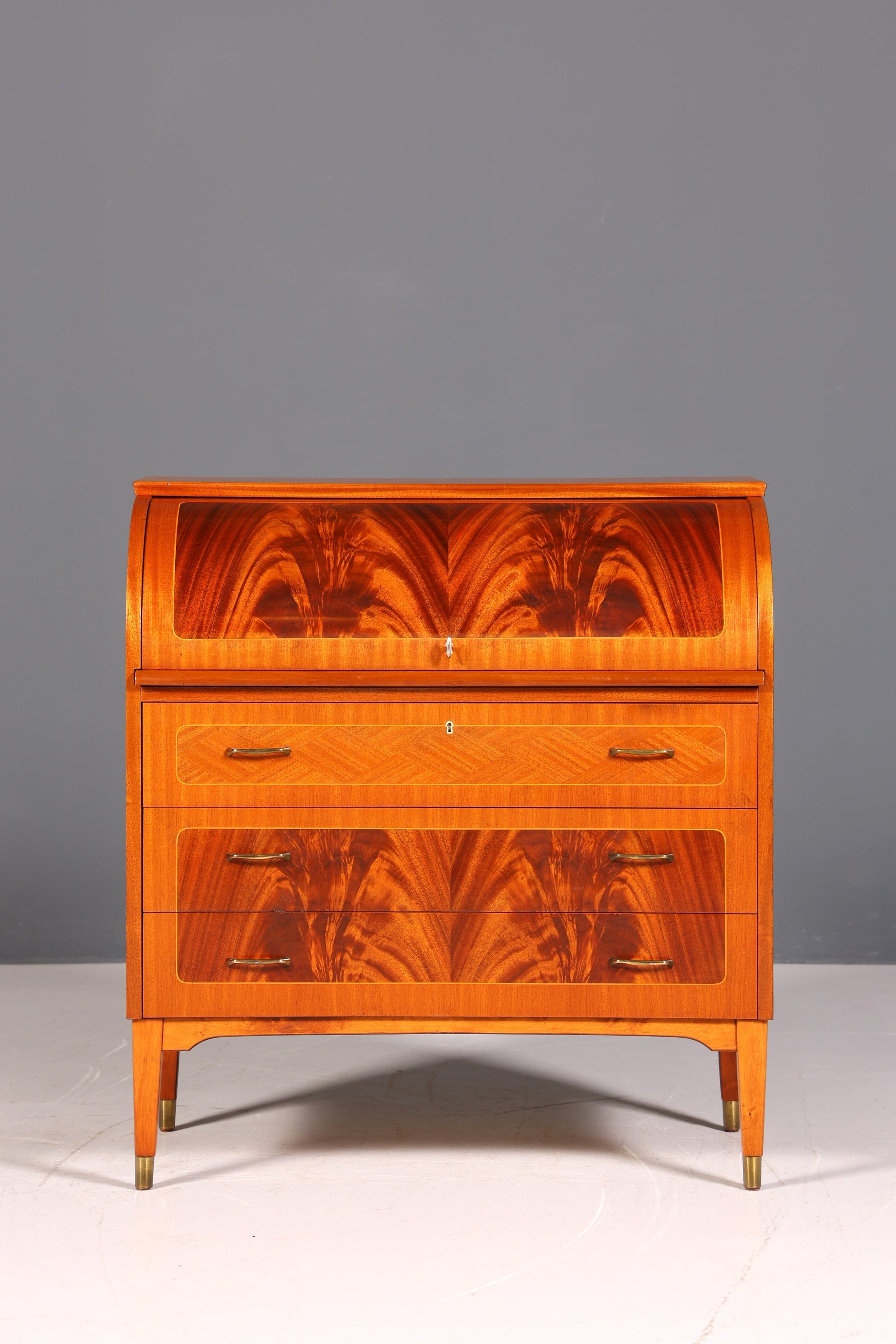 F880 Finish cm Wunderschöner Mid Century Rollladen Sekretär Danish Design Teak Holz Schreibkommode 60er Jahre