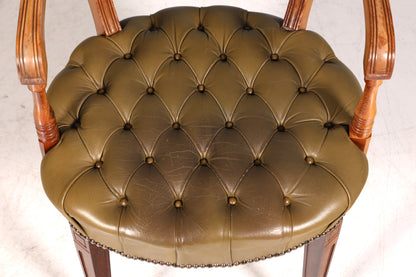 Wunderschöner Chesterfield Armlehnstuhl Anno Dom Sekretär Stuhl Englisch echt Leder Küchenstuhl 1 von 2