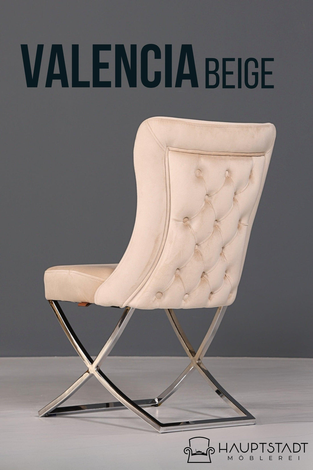 Edler Chesterfield Esszimmerstuhl &quot;Valencia&quot; in Beige