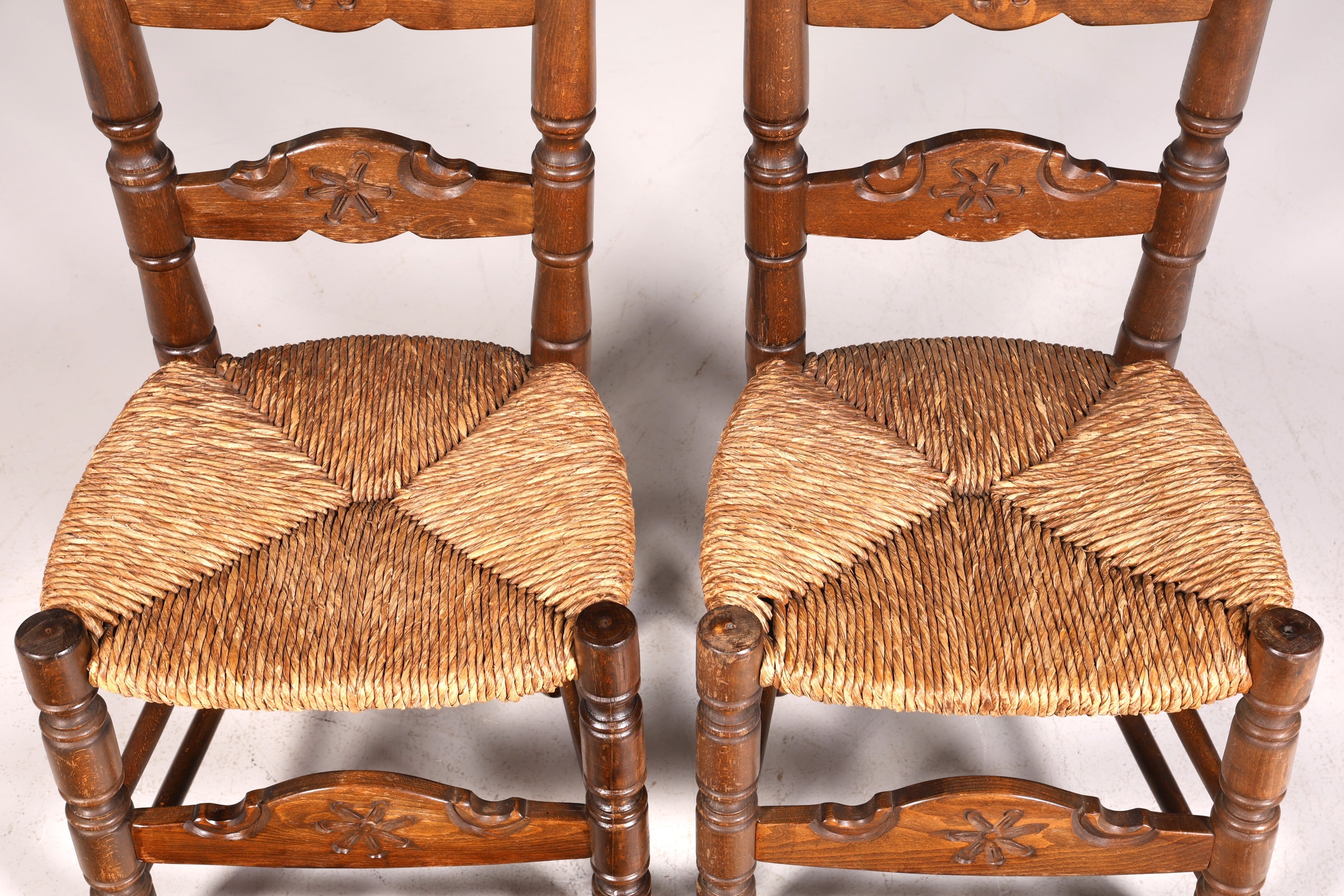 2x Wunderschöne Spanische Stühle Stuhl Set Rattan Rustikale Stühle Küchenstühle