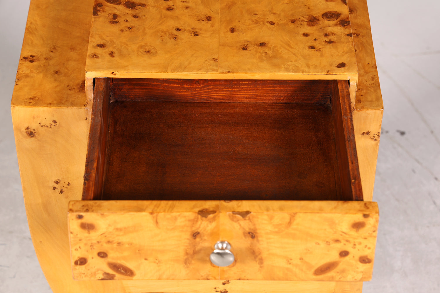 Fantastic Art Deco style side table design chest of drawers bedside table birch stand on the left
