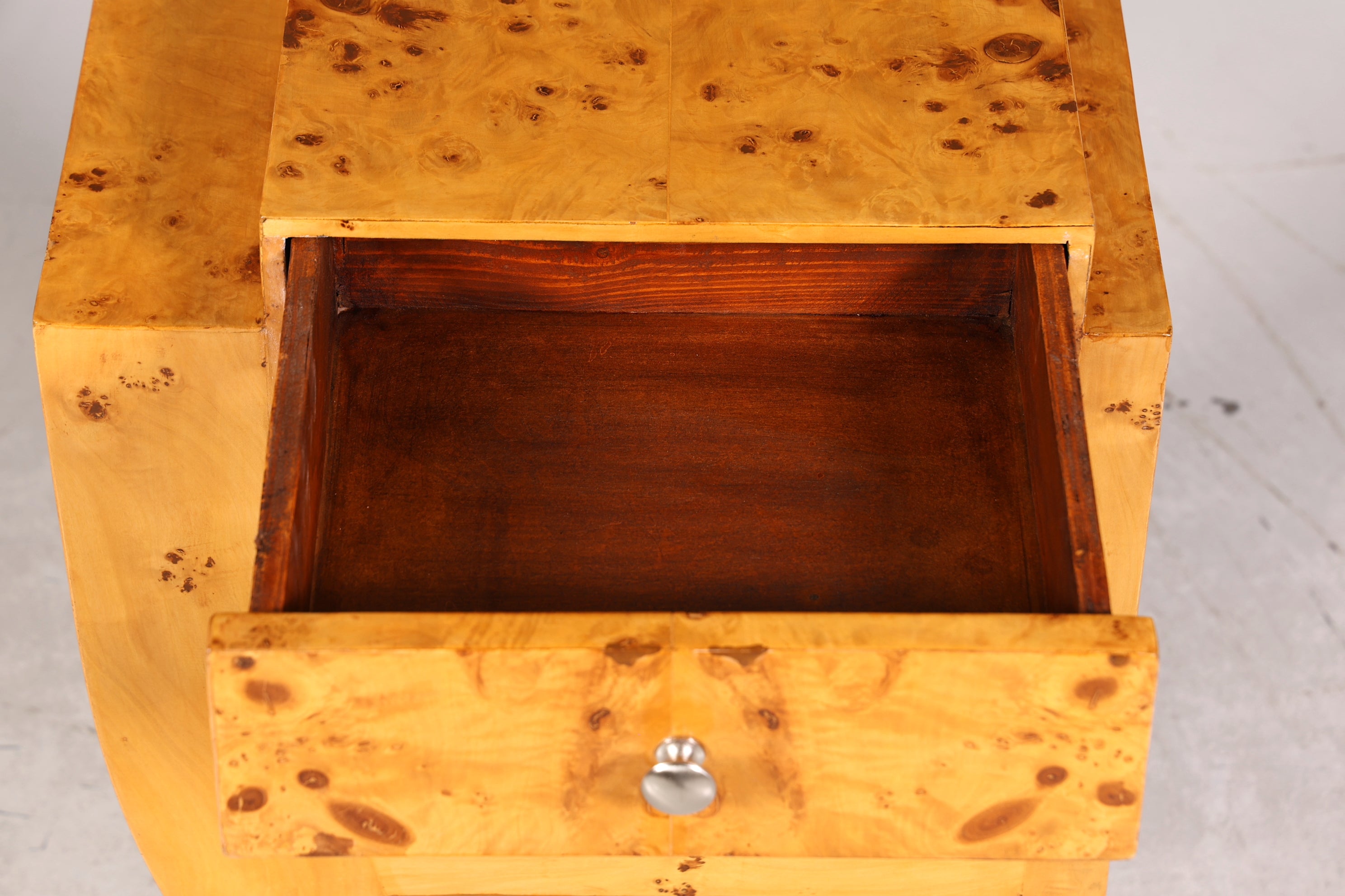 Fantastic Art Deco style side table design chest of drawers bedside table birch stand on the left