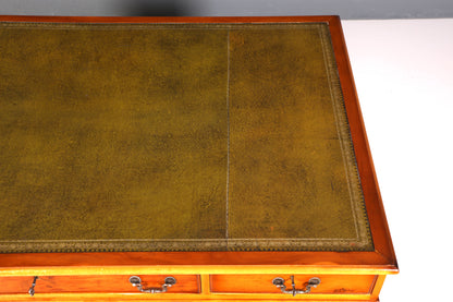 Wunderschöner Englischer Schreibtisch Eibe Lederauflage Bürotisch Antik Stil Office Desk