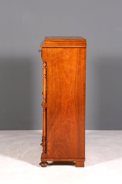 Wunderschöner Louis Philippe Sekretär um 1870 Vertiko Nussbaum Highboard Kommode Sekretär Schrank