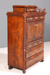 Edler Louis Philippe Sekretär Antik Biedermeier Vertiko Highboard Antik Schreibtisch Kommode