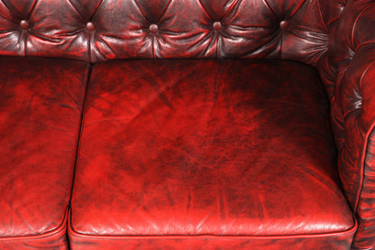 Wunderschönes Original Chesterfield 2er Sofa Englisch Oxblood Leder 2- Sitzer Couch 1 von 2