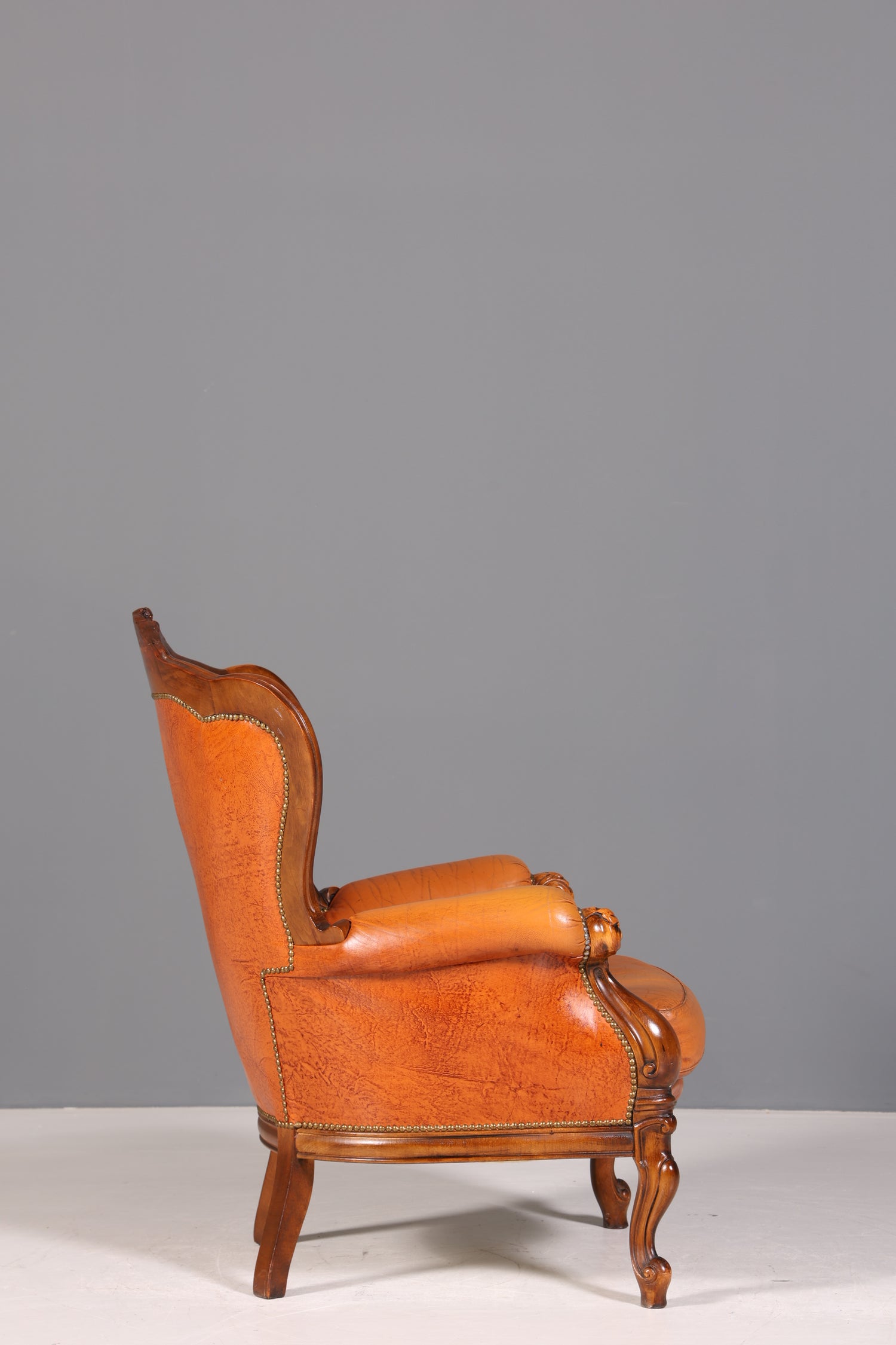 Königlicher Barock Sessel echt Rokoko Leder Armlehnsessel  Luxus Chesterfield Sessel 2 von 2