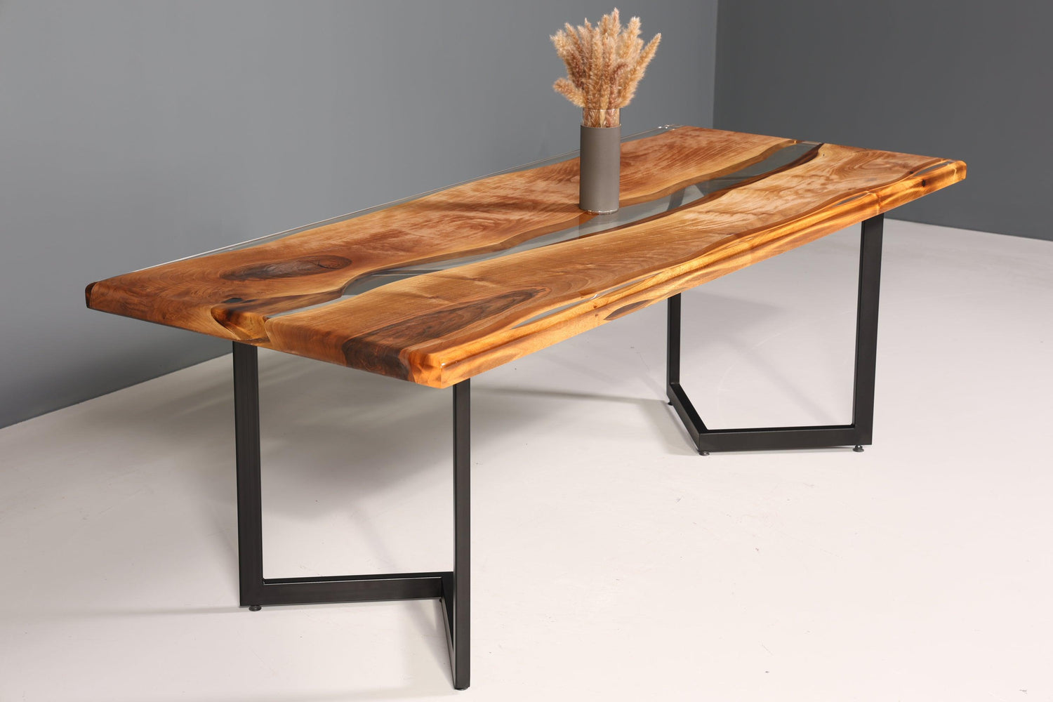 Beeindruckender Epoxidharz Tisch 220-90 cm Epoxy Nussbaum massiv Holz Esszimmer Tisch Küchentisch