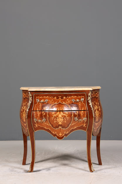 Königliche Bauchige Barock Stil Kommode Messing Marmor Louis XV Sideboard Antik Stil