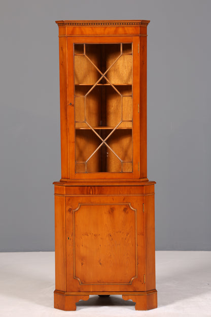 Wunderschöne Englische Eckvitrine Antik 60s echt Holz Schrank Eckschrank Glasvitrine Vitrine