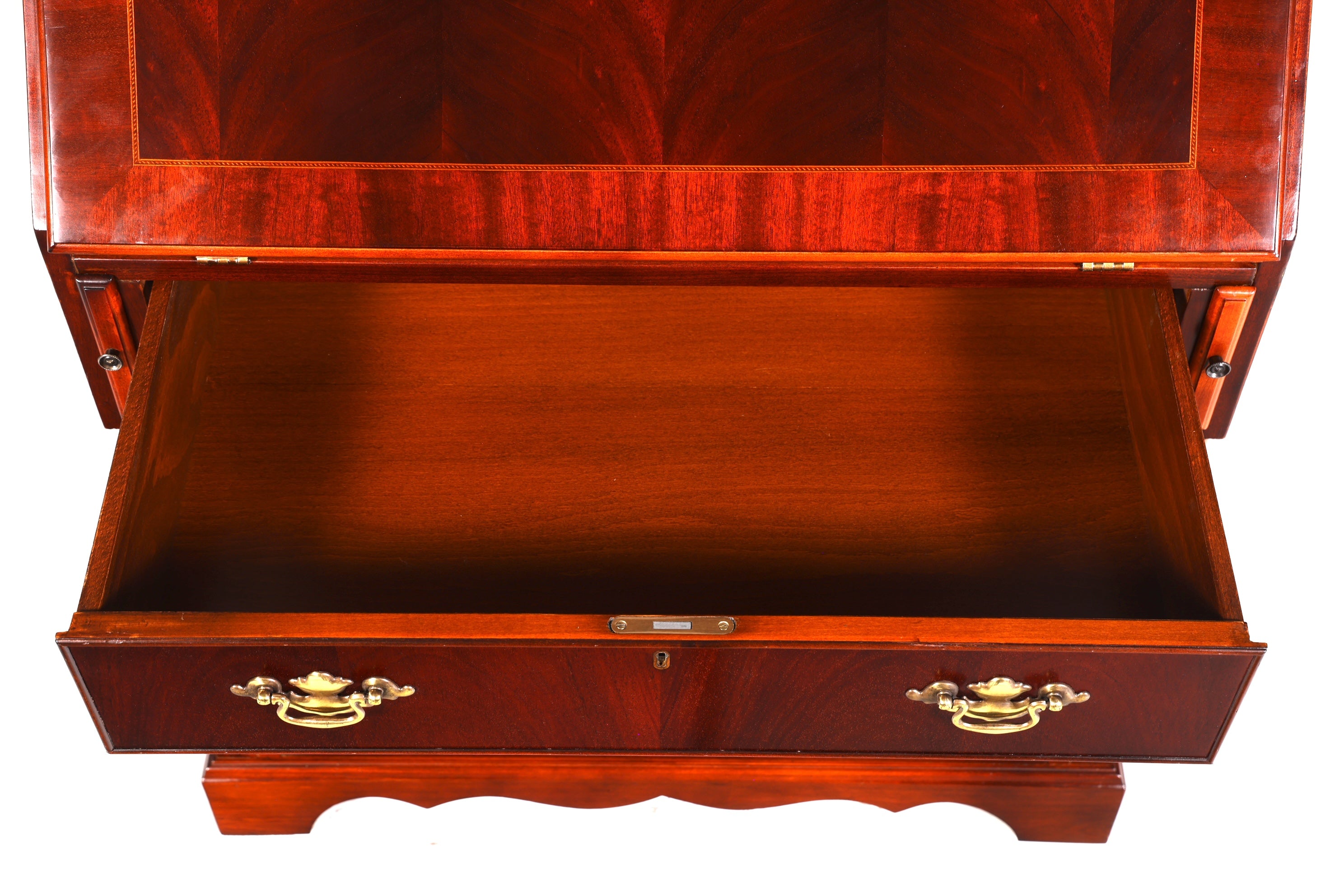 Wunderschöner Englischer Sekretär Büro Aufsatzsekretär Antik 60s Mahagoni Vitrinen Schrank UK