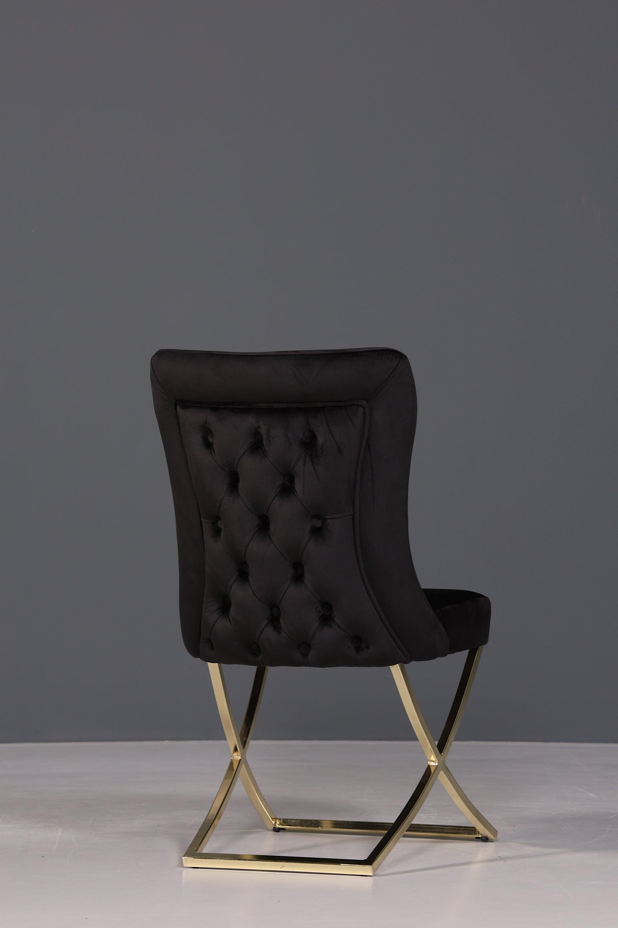 Edler Chesterfield Esszimmerstuhl &quot;Valencia&quot; in Schwarz Gold