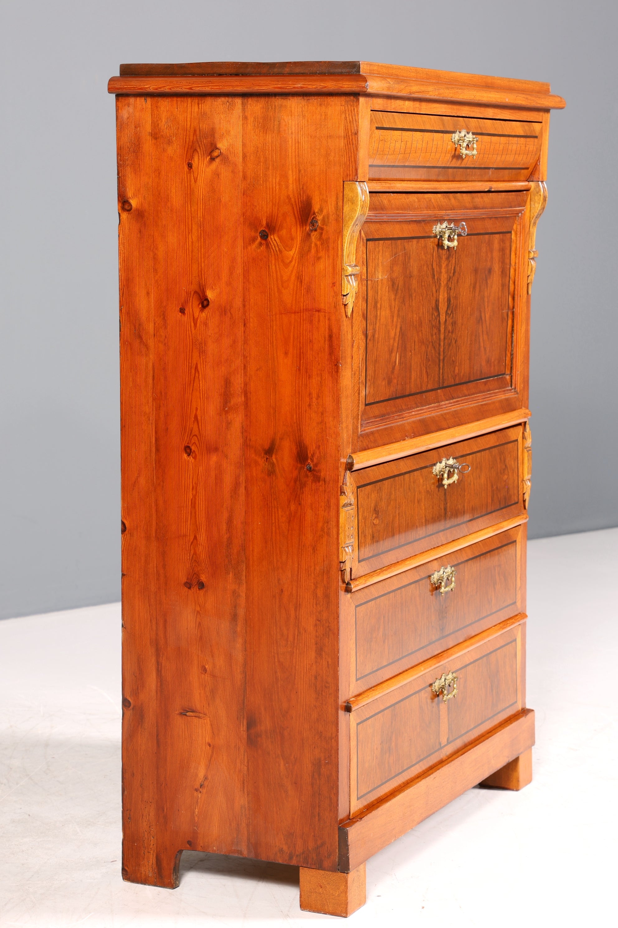 Edler Gründerzeit Sekretär Vertiko Highboard Louis Philippe Kommode Sekretär Schrank um 1880