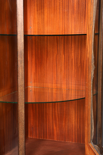 Stilvolle Jugendstil Eckvitrine um 1910 echt Holz Bücherschrank Eiche Antik Küchenschrank Geschirrschrank