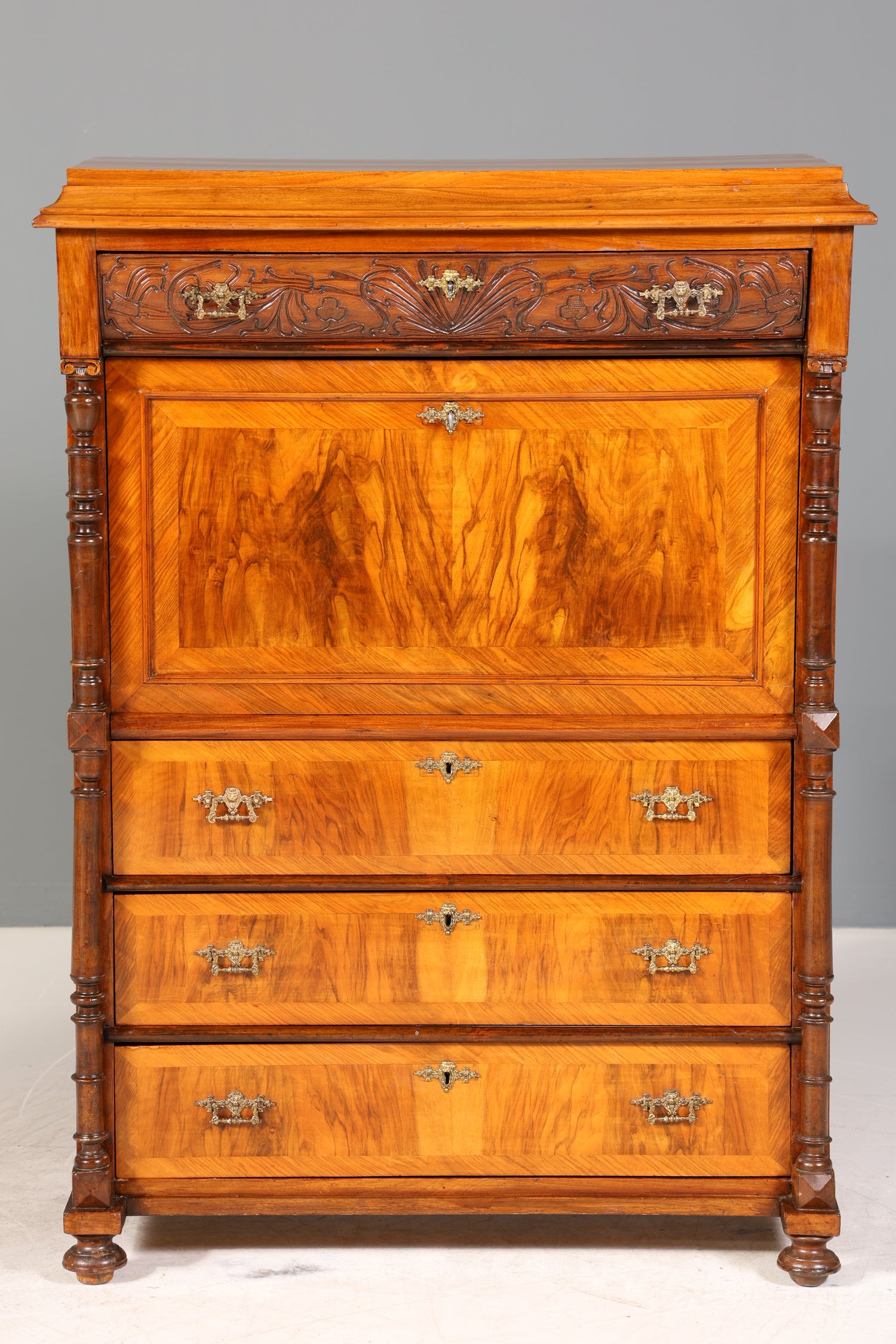 Wunderschöner Gründerzeit Sekretär Vertiko Highboard Jugendstil Kommode Schrank um 1880