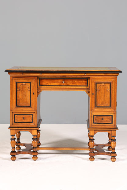 Traumhafter Gründerzeit Schreibtisch Jugendstil Eiche Bürotisch echt Leder Antik Office Desk